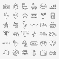 Retro Line Icons Set
