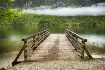 Dock on Bohinj lake in Slovenia