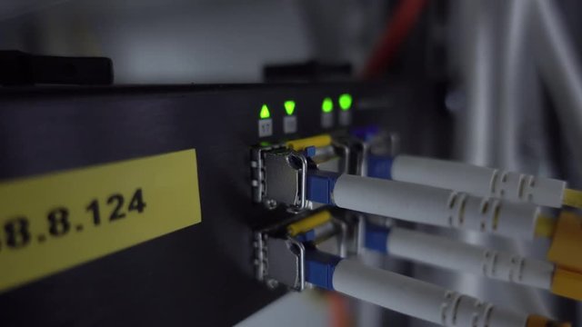 Fiber optical network cables patch panel and switch