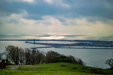 Skyline with clouds over dover port of kent
