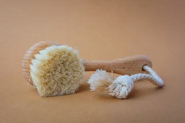Wooden brush for face cleansing and massage, natural lifestyle product 