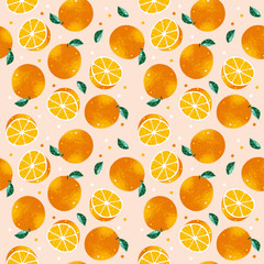 Cotton fabric Orange pattern