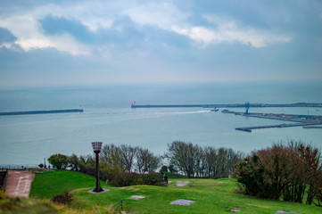 The lighting pole at dover castle and in the green lawn
