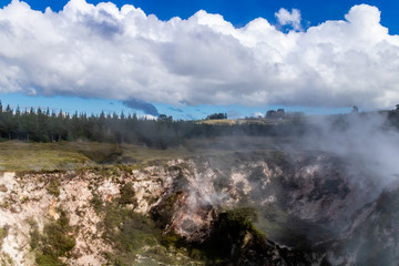 Geo thermal vents and pools dot the landscape at Craters of the Moon, Taupo, New Zealand