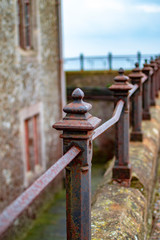 Naklejka premium Iron fencing at dover castle and on the outer side of it