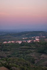 Village Vedrijan between vineyards in wine region Brda in Slovenia