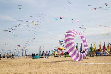 Cervia, Italy - 21/04/2019 Artevento 2019, Kites Festival on the beach