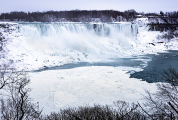 Niagara Falls frozen at winter in Canada