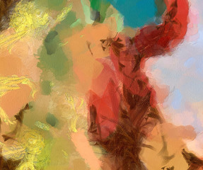 Abstract painting, Wall art, Canvas print, Oil paint, Modern drawing, Textured brushstrokes, Contemporary impressionism style, Warm fancy colors, Psychedelic design pattern, surreal fine art