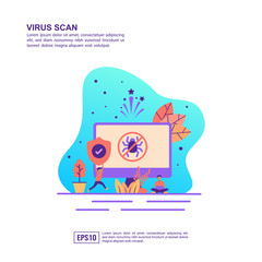 Vector illustration concept of virus scan. Modern illustration conceptual for banner, flyer, promotion, marketing material, online advertising, business presentation