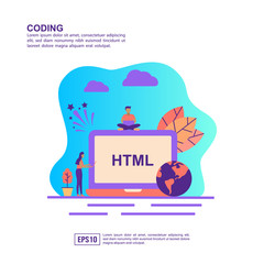 Fototapeta premium Vector illustration concept of coding. Modern illustration conceptual for banner, flyer, promotion, marketing material, online advertising, business presentation