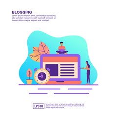 Vector illustration concept of blogging. Modern illustration conceptual for banner, flyer, promotion, marketing material, online advertising, business presentation