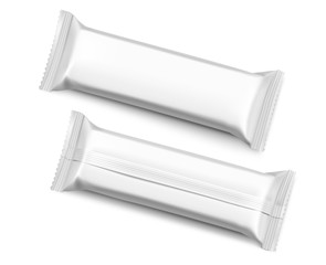 Realistic flow pack for products of the food, dairy, pharmaceutical industry. Front and rear view. Vector illustration on white background. EPS10