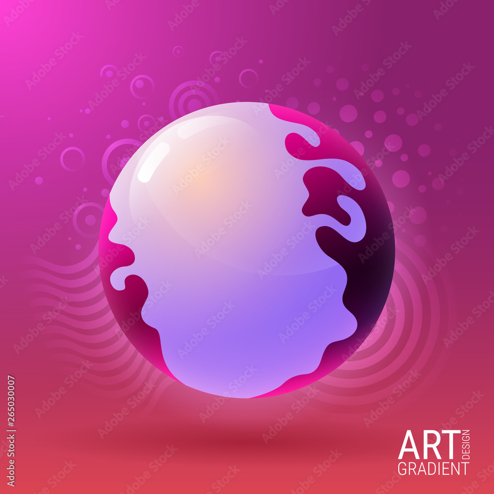 Poster bright glowing sphere. modern abstract vector banner. colorful trendy gradients and soft color tones