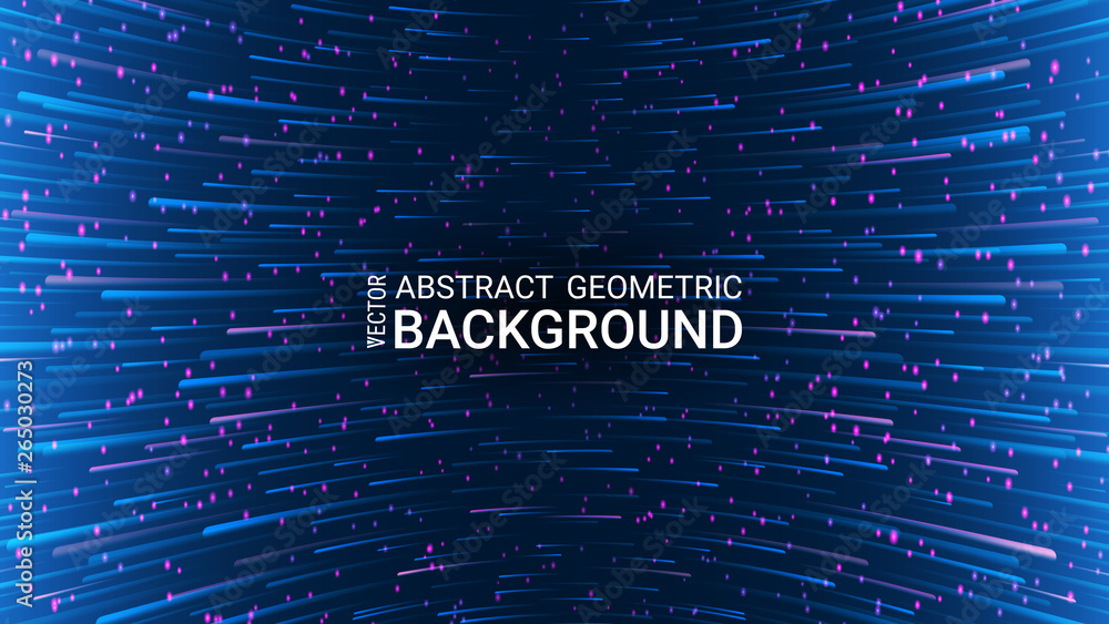 Poster vector. abstract futuristic image on a blue background. flash of lights. radial motion of luminous p