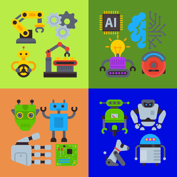 Robot waving, robotic dog friend banner, card, poster vector illustration. Futuristic artificial intelligence technology. Industrial machinery, manufacturing equipment. Electronical device.
