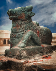 Satue of Nandi Bull at Brihadishvara Temple. South India
