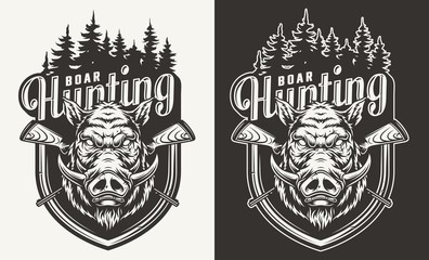 Vintage hunting monochrome badge
