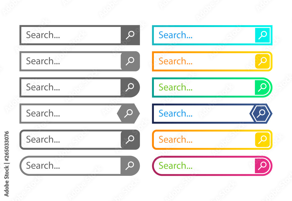 Poster search bar web design. set of search icon isolated on white background. vector