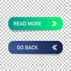Read more and go back button isolated. Web design. Vector