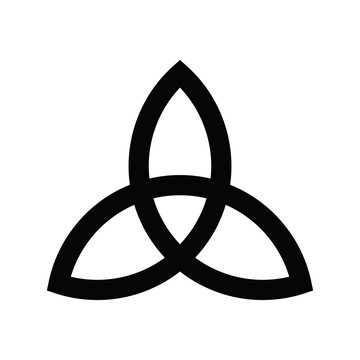 Triquetra sign icon. Leaf-like celtic symbol. Trinity or trefoil knot. Simple black vector illustration