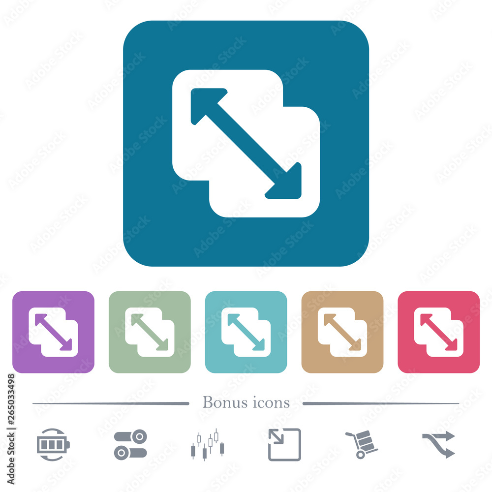 Poster merge shapes flat icons on color rounded square backgrounds
