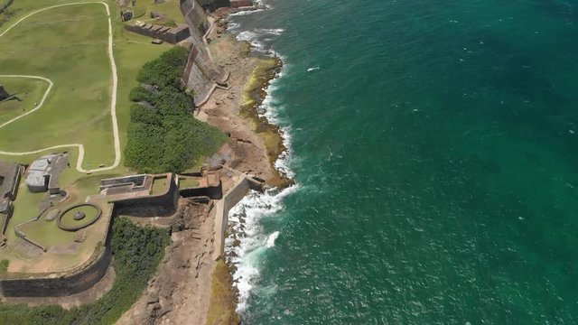 San Crist&oacute;bal fortress along north coastline of Old San Juan, Puerto Rico Aerial view of the San Crist&oacute;bal fortress along north coastline of Old San Juan, Puerto Rico