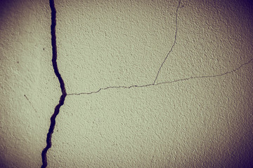 Crack and Broken at dirty wall Concrete.