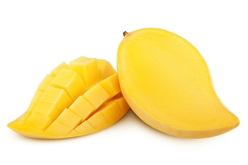 yellow mango isolated on white background, clipping path, full depth of field