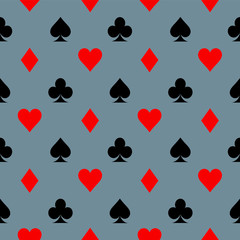 Card icon pattern wallpaper vector background. Card suits seamless pattern. Vector illustration