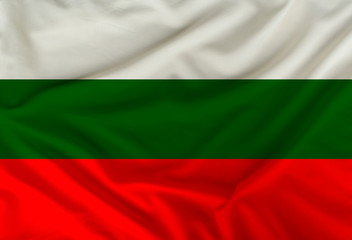 color bulgaria national flag on draped textile, background