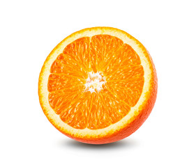 Ripe half of orange citrus fruit isolated on white background Full depth of field
