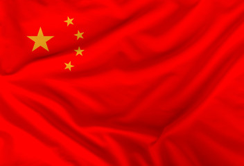 color china national flag on draped textile, background