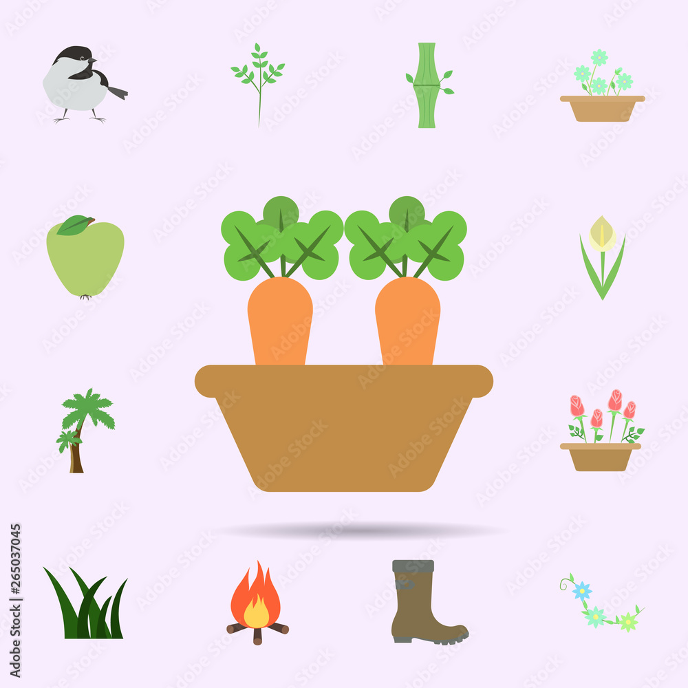 Poster carrot colored icon. universal set of nature for website design and development, app development