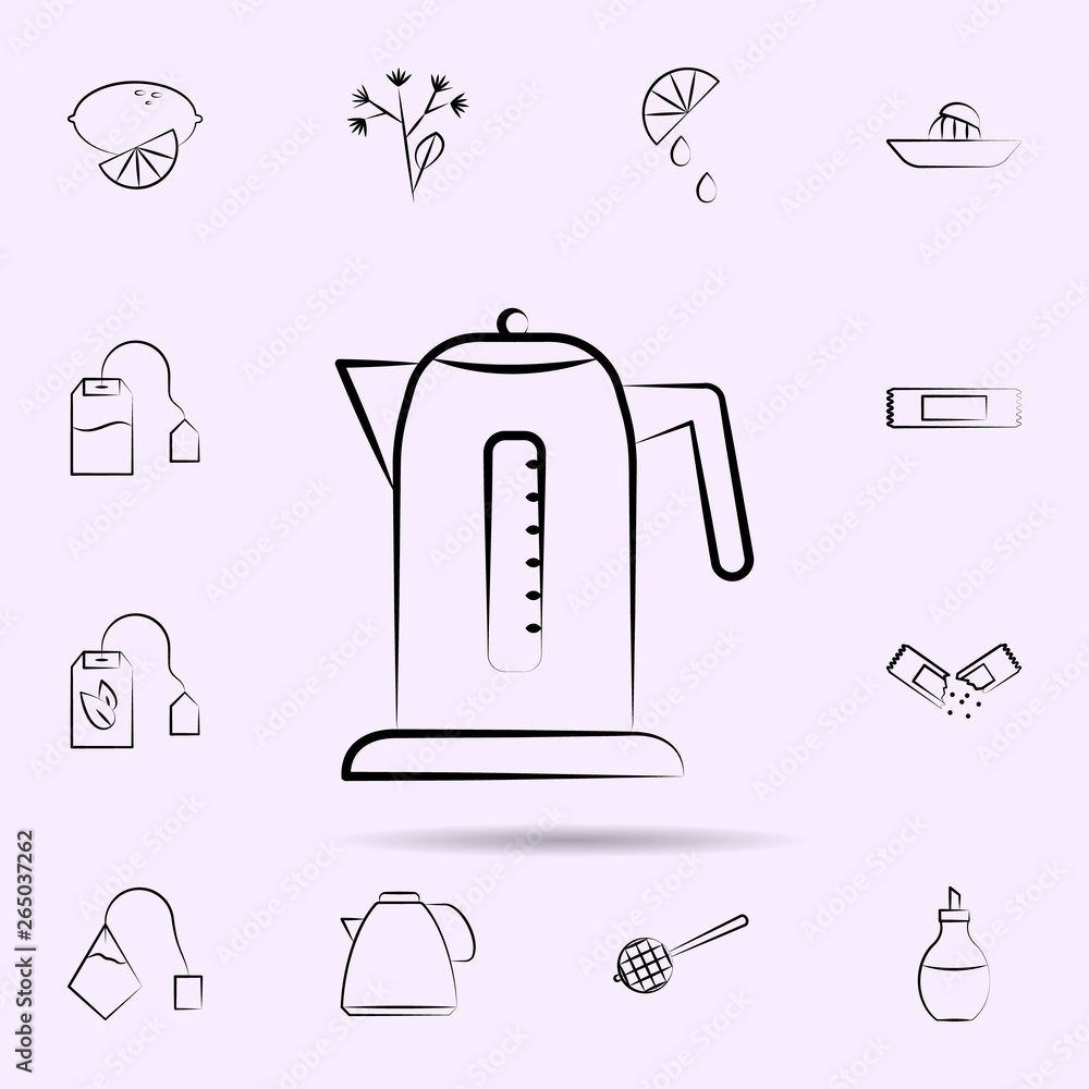 Poster kettle icon. universal set of tea for website design and development, app development