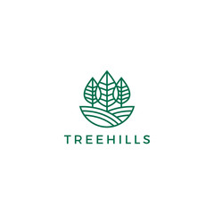 Tree Hill leaf / Leaves custom Logo Design vector Inspiration custom logo design vector