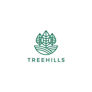 Tree Hill leaf / Leaves custom Logo Design vector Inspiration custom logo design vector