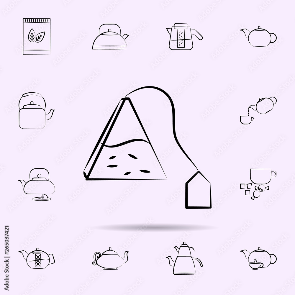 Poster tea bag triangle icon. universal set of tea for website design and development, app development