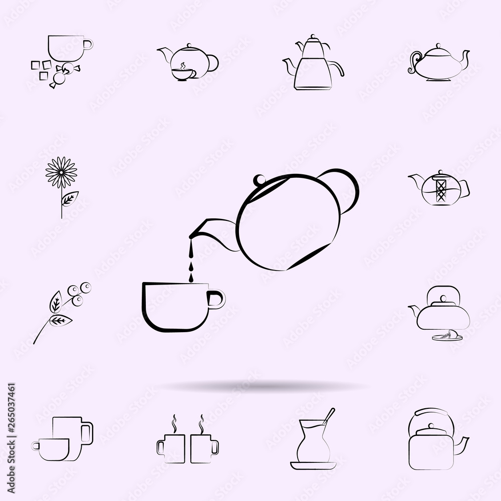 Aufkleber teapot icon. universal set of tea for website design and development, app development