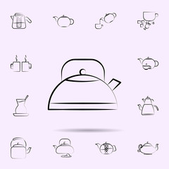 Tea pot hand drawn icon. Universal set of tea for website design and development, app development