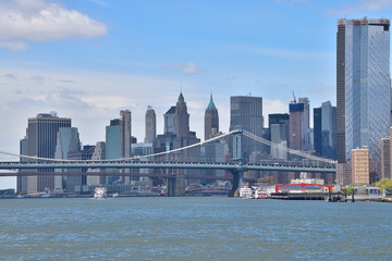 Fototapeta na wymiar Financial District, Manhattan Bridge & Brooklyn Bridge -New York - USA 