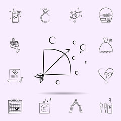 Bow and arrow icon. Universal set of wedding for website design and development, app development