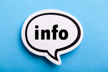 Info Speech Bubble Isolated On Blue Background