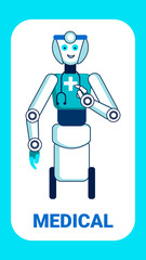 Robotic Healthcare Worker Flat Banner Template