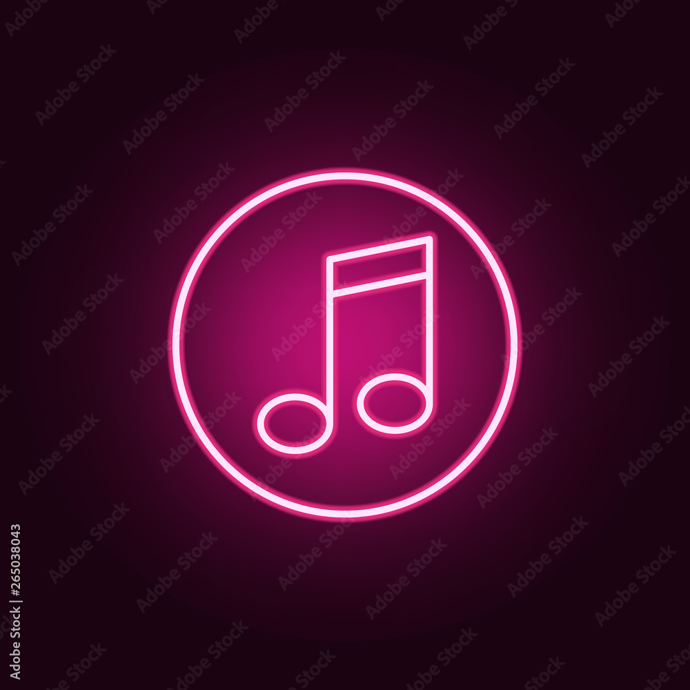 Poster music note neon icon. elements of online and web set. simple icon for websites, web design, mobile a