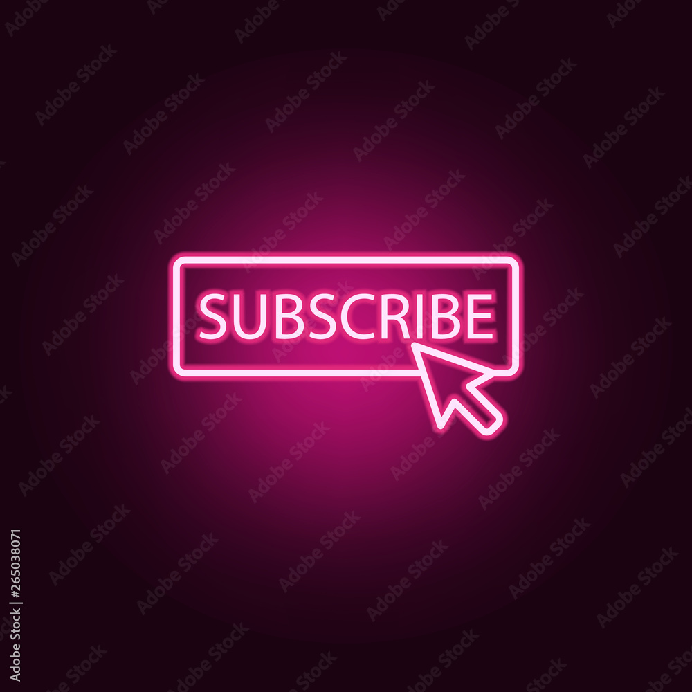 Aufkleber cursor subscribe neon icon. elements of online and web set. simple icon for websites, web design, mo
