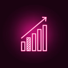 statistics up arrow neon icon. Elements of online and web set. Simple icon for websites, web design, mobile app, info graphics