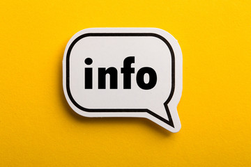 Info Speech Bubble Isolated On Yellow Background