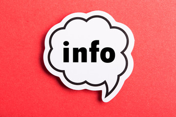 Info Speech Bubble Isolated On Red Background