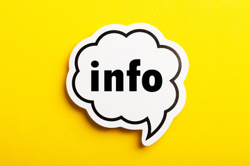Info Speech Bubble Isolated On Yellow Background